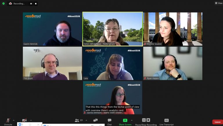 Screenshot of closing panel on zoom webinar with seven people with cameras including Gavin Henrick and over 120 attendees watching
